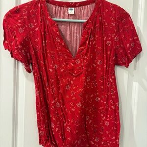 Old Navy Red Floral Blouse